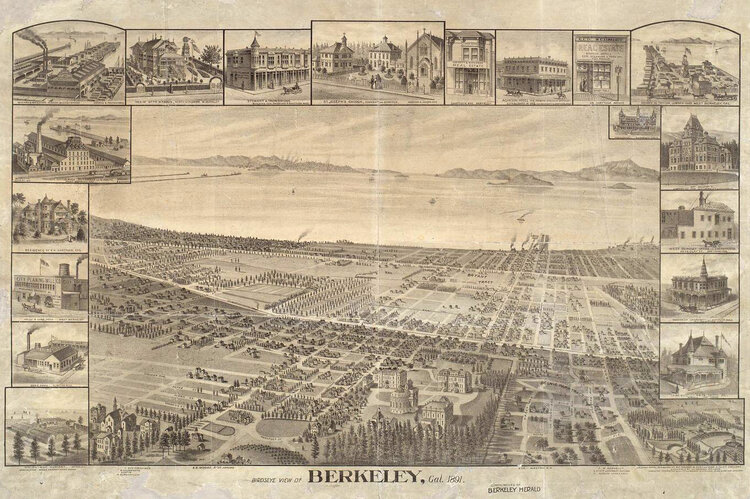Bird's-Eye View Map of Berkeley, 1891