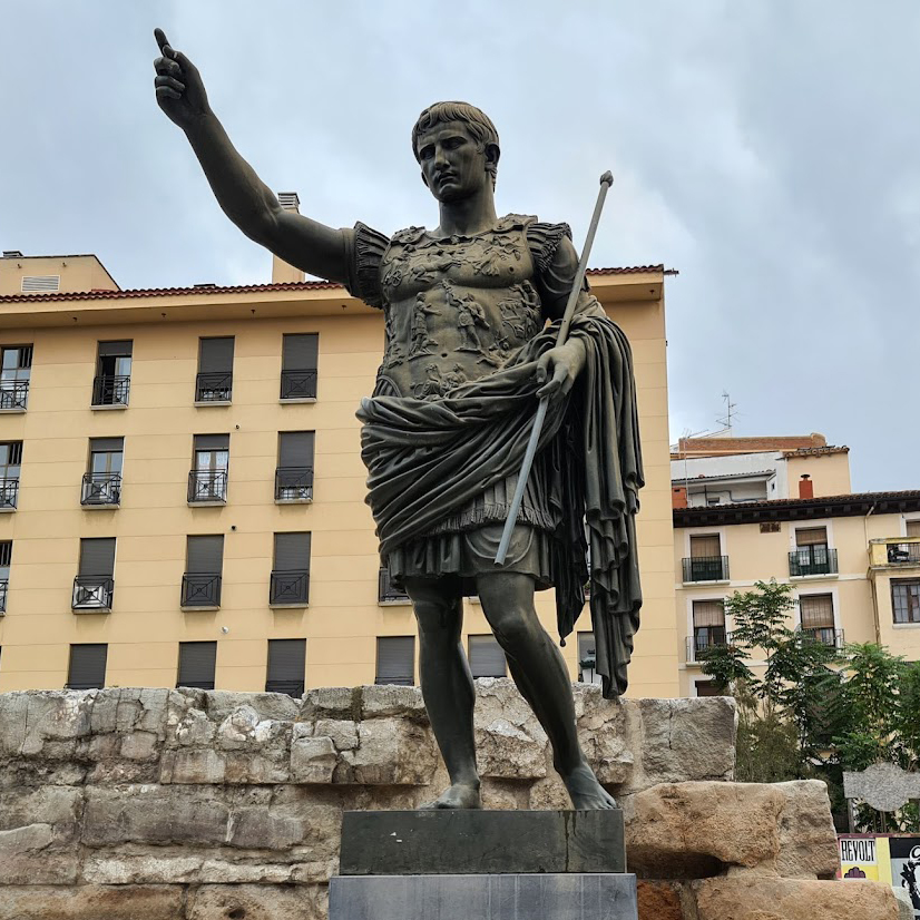 Copy of a statue of a Roman Emperor in Zaragoza, Spain.